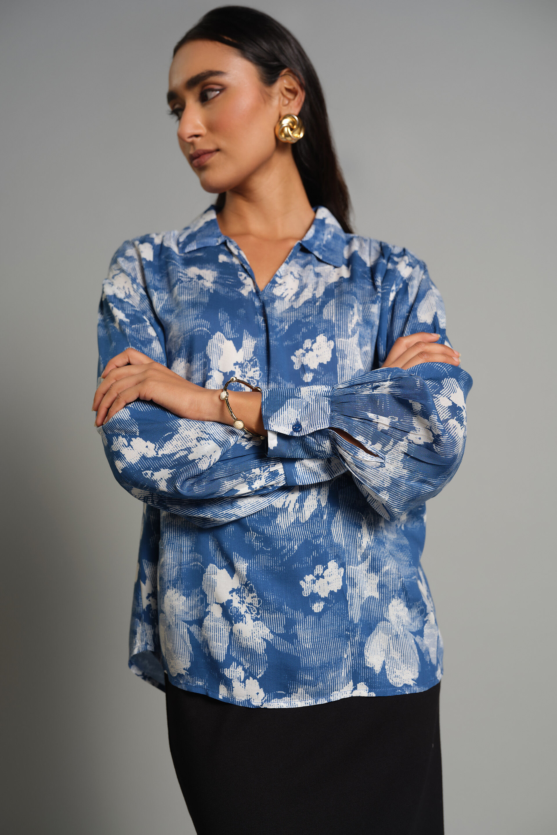 Blooms In Blues Top, Blue, image 1